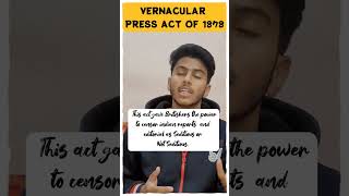 Vernacular Press Act l Print Culture and Modern World l Class 10 History youtubeshortsviralshort [upl. by Flem]