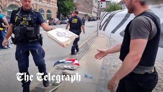 Police in Denmark hand Koran back to book burners [upl. by Nolyar]