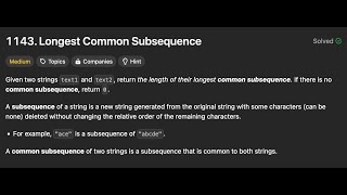 Leetcode 1143 Longest Common Subsequence  LCS  Recusive Memoization  C  ✅ Easy Explained [upl. by Neirod]