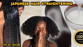 The results were unexpected😯 I tried viral Japanese straightening hair treatment on my type 4 hair [upl. by Camila567]