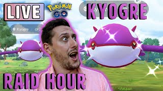 KYOGRE Shiny Hunt Raid Hour in Pokemon GO [upl. by Nnayelhsa]