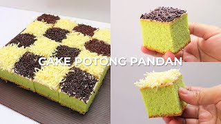 CAKE POTONG PANDAN TANPA PENGEMBANG DENGAN TOPPING COKLAT KEJU  PANDAN SLICE CAKE [upl. by Akinna]