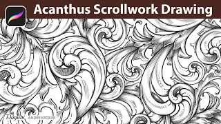 How to Draw an Acanthus Scrollwork in Procreate  Digital Painting from Sketch to Final [upl. by Gascony815]