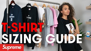 DEFINITIVE SUPREME TEE SIZING GUIDE WATCH BEFORE BUYING Sizes SML [upl. by Festatus]