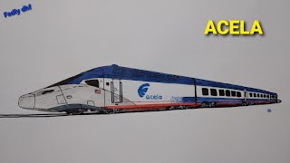 How to draw Amtrak ACELA  Amtrak trains drawing [upl. by Edras]