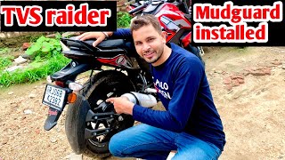 TVS raider mudguard install tyre hugger install [upl. by Anayad]