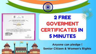 2 FREE GOVERNMENT OF INDIA CERTIFICATES IN JUST 5 MINUTES ✅ GOVT OF INDIA PLEDGE CERTIFICATE [upl. by Cr647]