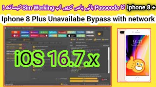 Iphone 8 plus unavailablepasscode bypass done by unlock tool with network iOS 167x  2024 [upl. by Annam]