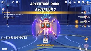 Adventure Rank Ascension 3 in 6 minutes  Ascension Quest 3  Genshin Impact [upl. by Erodasi79]