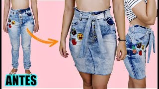 DIY  TRANSFORME CALÇA EM SAIA CLOCHARD [upl. by Alym]