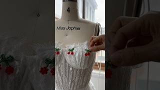 Making a corset lace mini dress with beaded cherry appliqué sewing wedding hautecouture dress [upl. by Jamel]