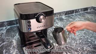 Espresso Machine amp Cappuccino Maker with Milk Steamer  User Manual JASSY JS101 [upl. by Marlette]