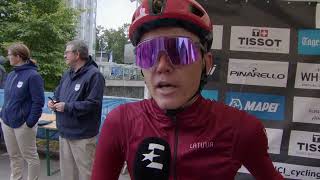 Toms Skujiņš  Interview at the start  World Championships Road Race Zürich 2024 [upl. by Dambro]