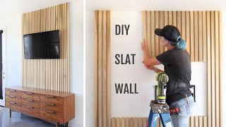 HARDWOOD Vertical Slat Wall  How To [upl. by Kev425]