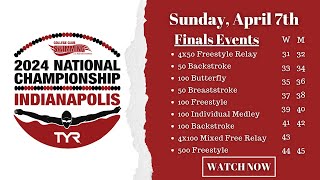 Sunday Finals College Club Swimming  2024 National Championships  IN [upl. by Slater]