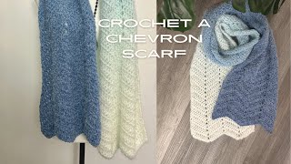 Crochet Chevron Scarf  Easy Crochet Scarf  Beginner crochet project [upl. by Cynera761]