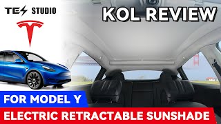 Tesla Model Y NEW Electric Sunshade with Improved Heat Reductionmegawatts tesstudio elonmusk [upl. by Notsa205]