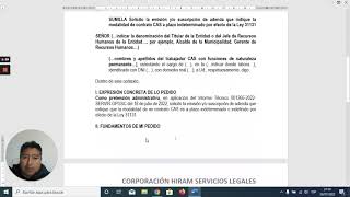 MODELO DE SOLICITUD DE SUSCRIPCIÓN DE ADENDA PARA CONTRATO CAS INDETERMINADO [upl. by Wulfe]