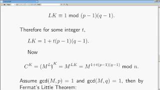 Lecture 11 The proof of the RSA Algorithm [upl. by Ailedamla963]