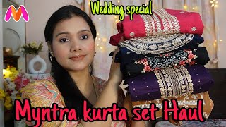 💕Wedding special Myntra kurta set Haul💕Partywear kurta set Haul💕Myntra Haul💕my dream project💕 [upl. by Bonina]