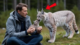 A Lynx Gave Her Cub To A Man And Began To Cry Then He Did Something Incredible [upl. by Ayahsey]