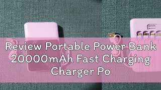 Review Portable Power Bank 20000mAh Fast Charging Charger Powerbank For iPhone Built in Cables Gift [upl. by Ordnaxela]