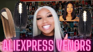 THE BEST ALIEXPRESS WIG VENDORS synthetic LACE FRONTS BANGS HEADBAND WIGS FREE VENDOR LIST [upl. by Bidle932]