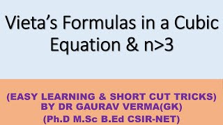 VIETAS FORMULA  RELATIONS BETWEEN ROOTS AND COEFFICIENTS [upl. by Leahplar65]