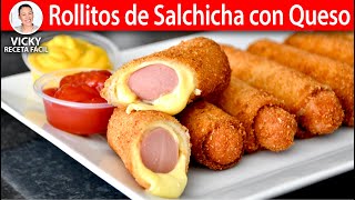 ROLLITOS DE SALCHICHA CON QUESO  Vicky Receta Facil [upl. by Kuebbing]