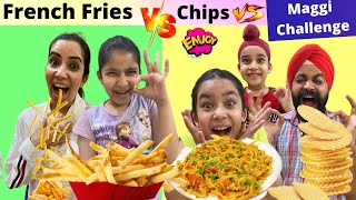 French Fries Vs Chips Vs Maggi Eating Challenge  RS 1313 FOODIE  Ramneek Singh 1313  RS 1313 VLOG [upl. by Velleman346]