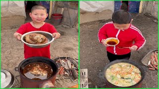 Little Boy cooking food 조리 クック for grandparents [upl. by Bree725]