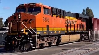 BNSF 6808 E44C4 through at Merced CA [upl. by Nuhsal]