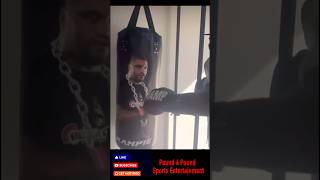 BOXER SHANNON BRIGGS DESTROYS HEAVY BAG WITH RAMPAGE JACKSON FACE ON IT [upl. by Aicenet816]