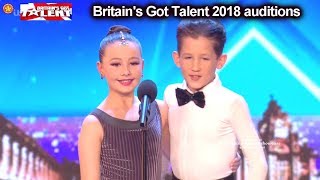 Lexie amp Christopher 10yo Dancers MET at MATCHING SITE Auditions Britains Got Talent 2018 BGT S12E03 [upl. by Ardnaeed]