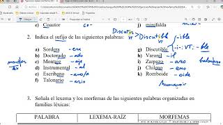 Ficha de repaso de formación de palabras Morfemas y lexemas Lengua I y II ESO Adultos 2024 [upl. by Aicilra]