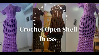 Open Shell stitch Crochet dress tutorial easy tutorial Buena Vida [upl. by Elirpa]