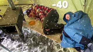 EXTREME Winter SNOW STORM 40C WINTER CAMPING WINTER STORM hits HOT tent FREEZING wind [upl. by Bernadine]