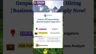 Genpact off Campus HiringBusiness Analyst Apply Now [upl. by Quin]