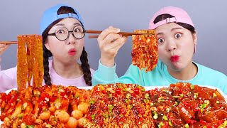 Comida Picante Salsa De Fuego Champiñones Mukbang DONA [upl. by Aivitnahs807]