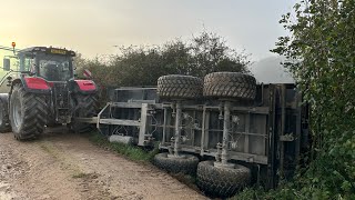 I don’t like Mondays Trailer tipped over disaster and Jcb’s stuck [upl. by Noitsirhc]