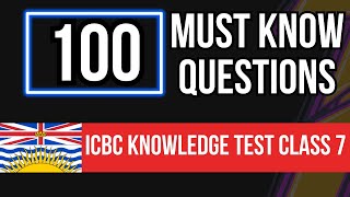 ICBC Knowledge Test Guide Class 7 British Columbia 100 Must Know Questions [upl. by Ahcorb165]