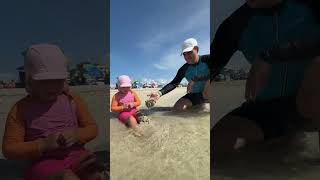 Beach Kids Video Playing with sand at beach with Dad and toddlers [upl. by Denys145]