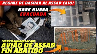 Governo de Assad CAIU Relatos de que avião de fuga de Assad foi abatido  Base russa EVACUADA [upl. by Wheelwright]