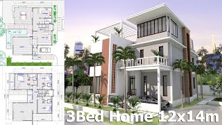 Home Design Plan 12x14m With 3 Bedrooms [upl. by Anizor897]