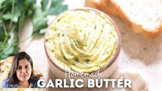 GARLIC BUTTER needs just 3 ingredients butter is flavored with minced garlic and parsley [upl. by Sateia]