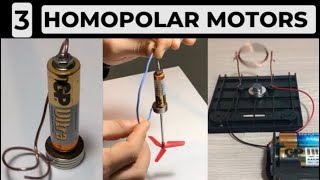 3 Simple Homopolar DC Motor Projects with Copper Wire Magnet and AA Battery [upl. by Adekan]