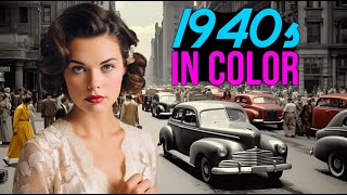 1940s USA Fascinating Street Scenes  Colorized [upl. by Nomde517]