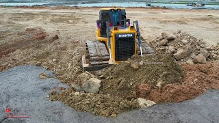 Wow Thats Great Swamp Field​ Filled With Stone Soils Ation By Extreme Bulldozer SHANTUI Pushing [upl. by Aden]