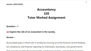 Nios Class 12th Accountancy 320 Solved TMA Solution Session October 2024 niostma2024 [upl. by Aphra]