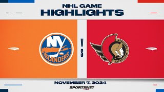 NHL Highlights  Islanders vs Senators  November 7 2024 [upl. by Fadas]